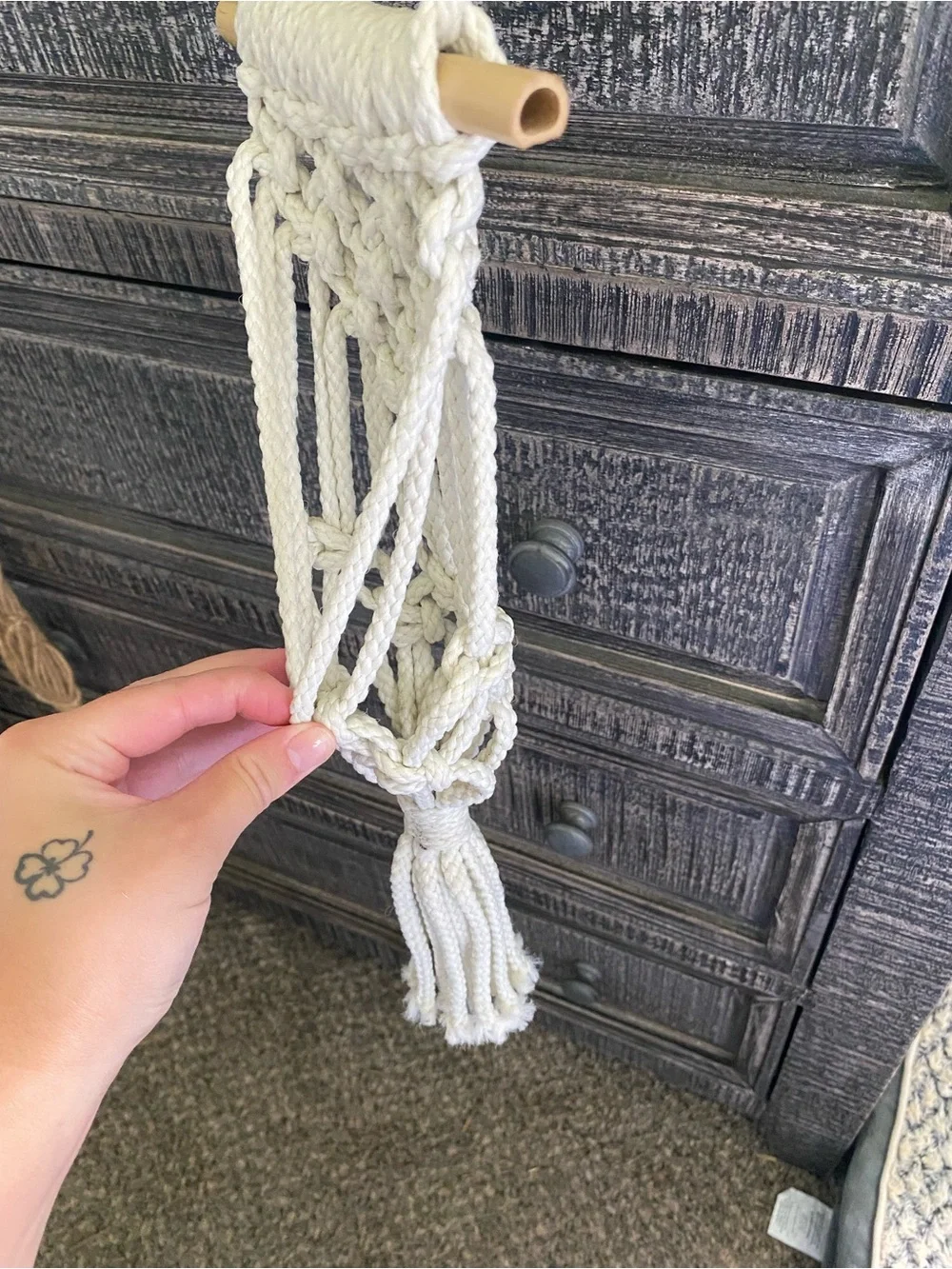 Handmade Cream Macramé plant holder